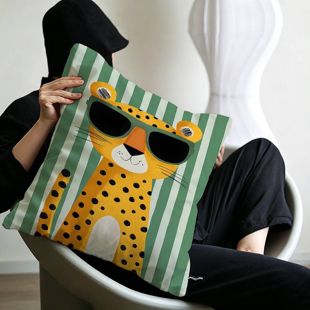 Fashion cool Leopard Print Pillow Anime Pillow Sofa Bed Head Pillow Cover Cushion Cover 45x45 cm Fashion