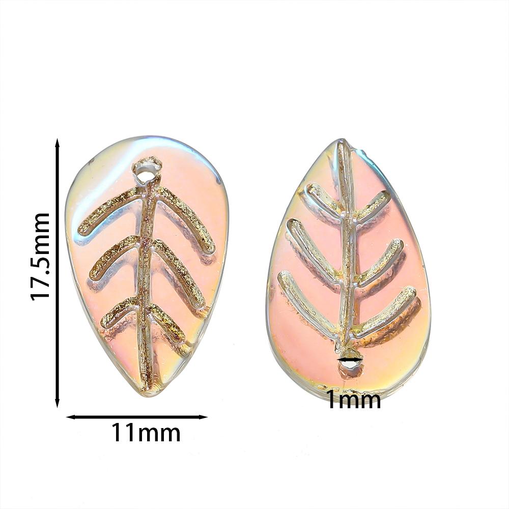 10 30pcs/lot Gradient Leaf Shaped Glass Pendant Beads Transparent Spacer Beads For DIY Bracelet Necklace Making Accessories