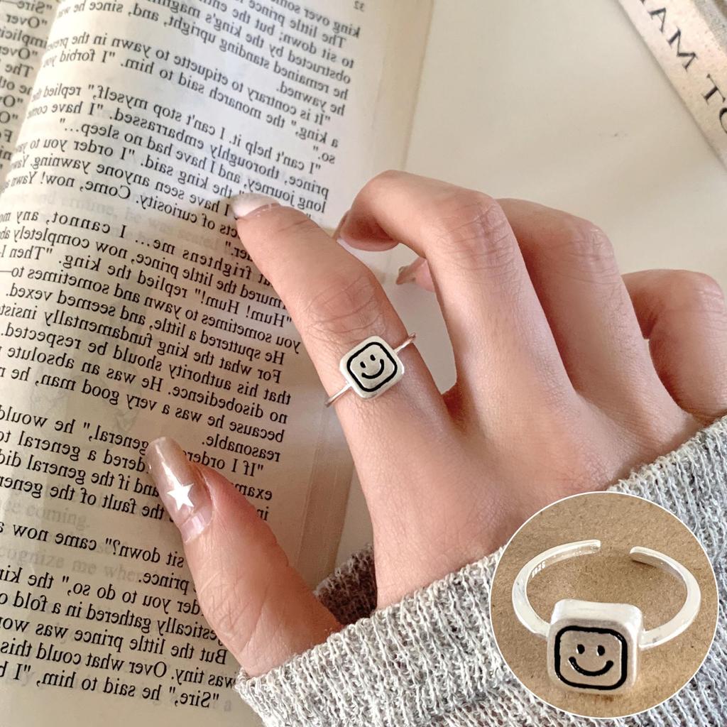 Korean Geometric Grid Ring: Women's Retro Argyle Open Finger Hip Hop Ring