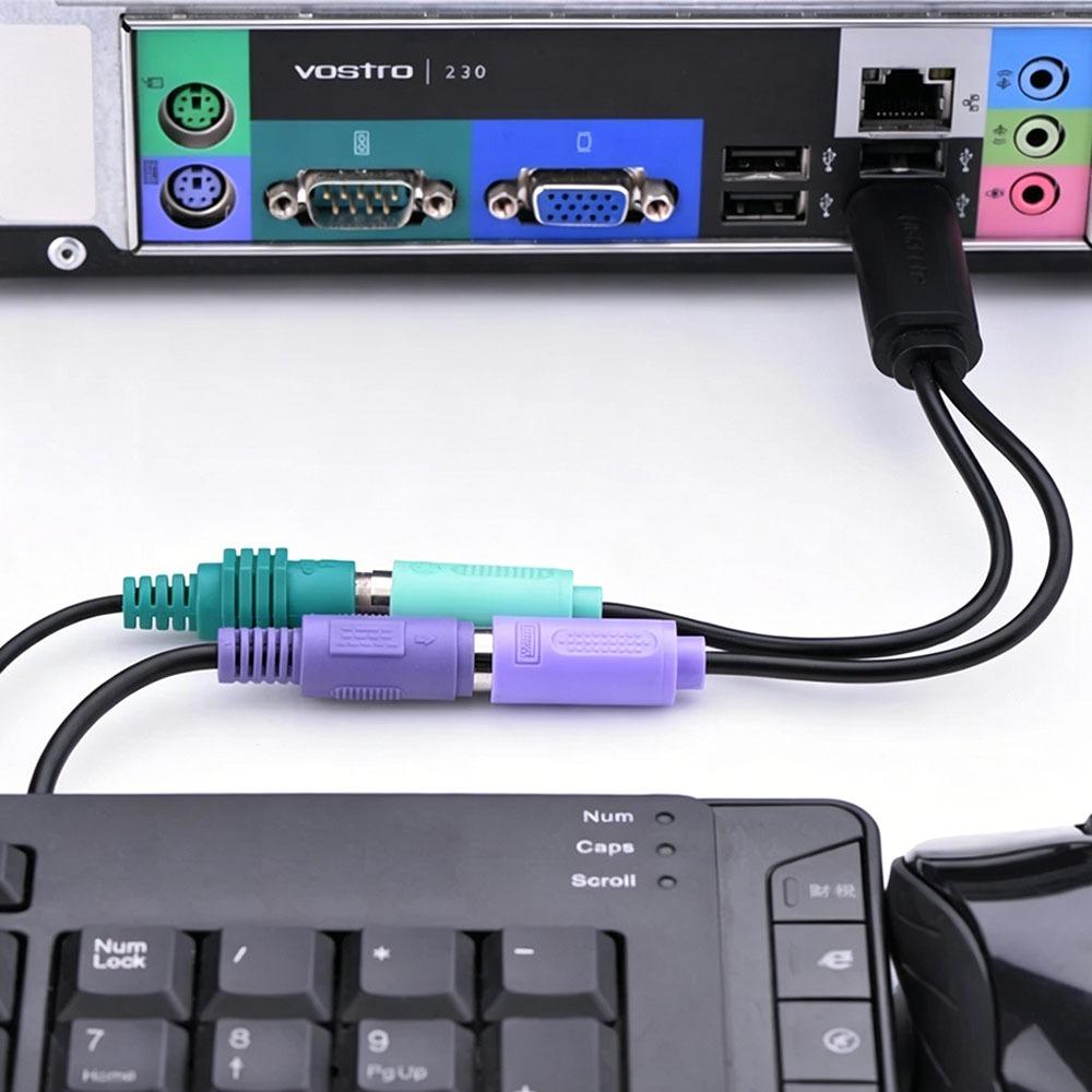 1PCS USB Male to Dual 6Pin PS2 Female Y‑Splitter Cable 10cm Plug & Play Converter Adapter for PS2 Keyboard Mouse Scanner Device
