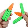 Simulation Carrot Butterfly Knife Gravity 3D Printed Plastic Folding Knife Toys Kids Mini Swinging Knife Action Training Props