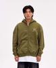 Astral Projection Graffiti Oversized Wide Shoulder Zip-Up Hoodie_Green Brown
