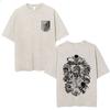 Washed Vintage Anime Attack On Titan Eren Jaeger Skeleton Graphic T Shirt Men Women Cartoon Manga Oversized Tshirts Streetwear