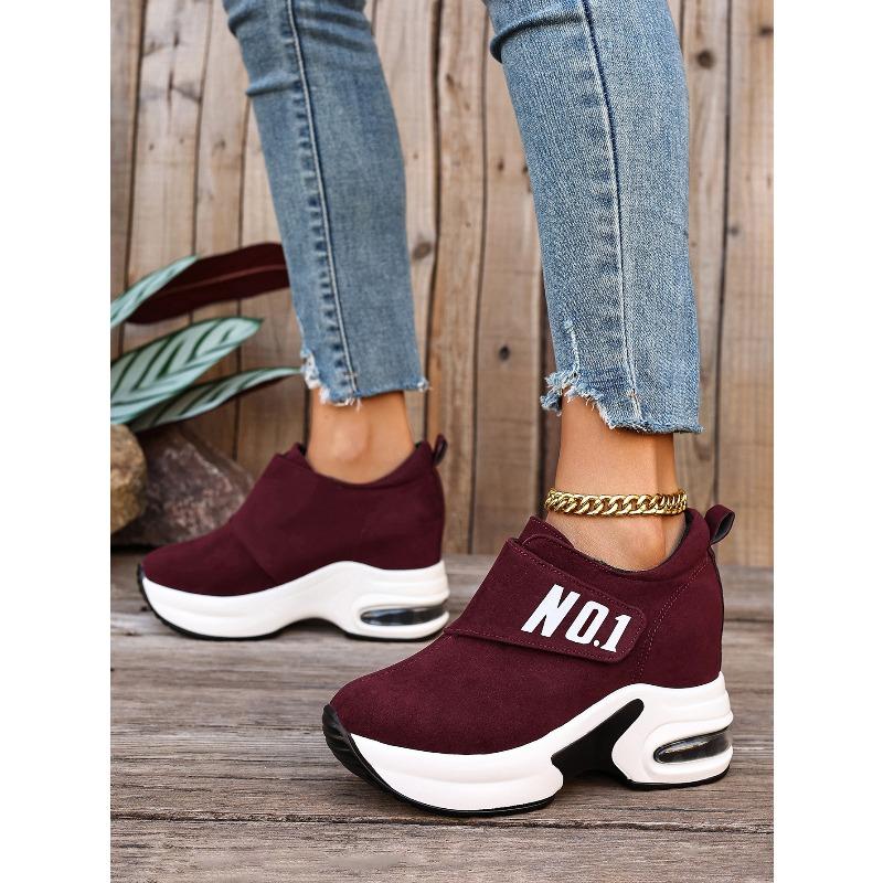 Alphabet Plus Size Wedge Sneakers 2025 Fall New Velcro Platform Casual Shoes