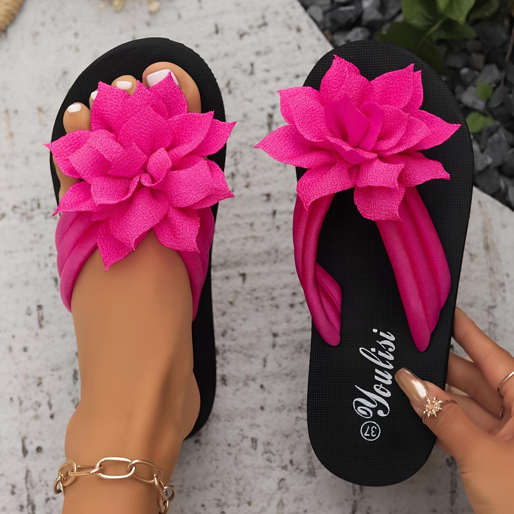Women's, Flower Flat Slippers, Flip Flops, Flip Flops, Women's, Outerwear, Beach, Flat Slippers