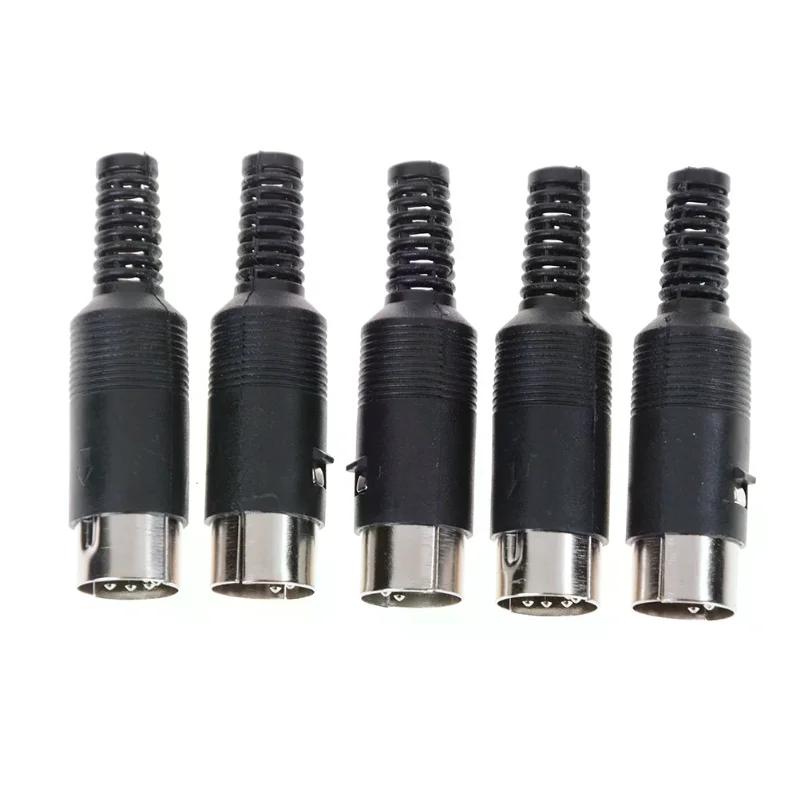 5Pcs DIN Male Plug 5 Pin Connector With Plastic Handle Adapters Cables DIN Male Plug Cable Connector
