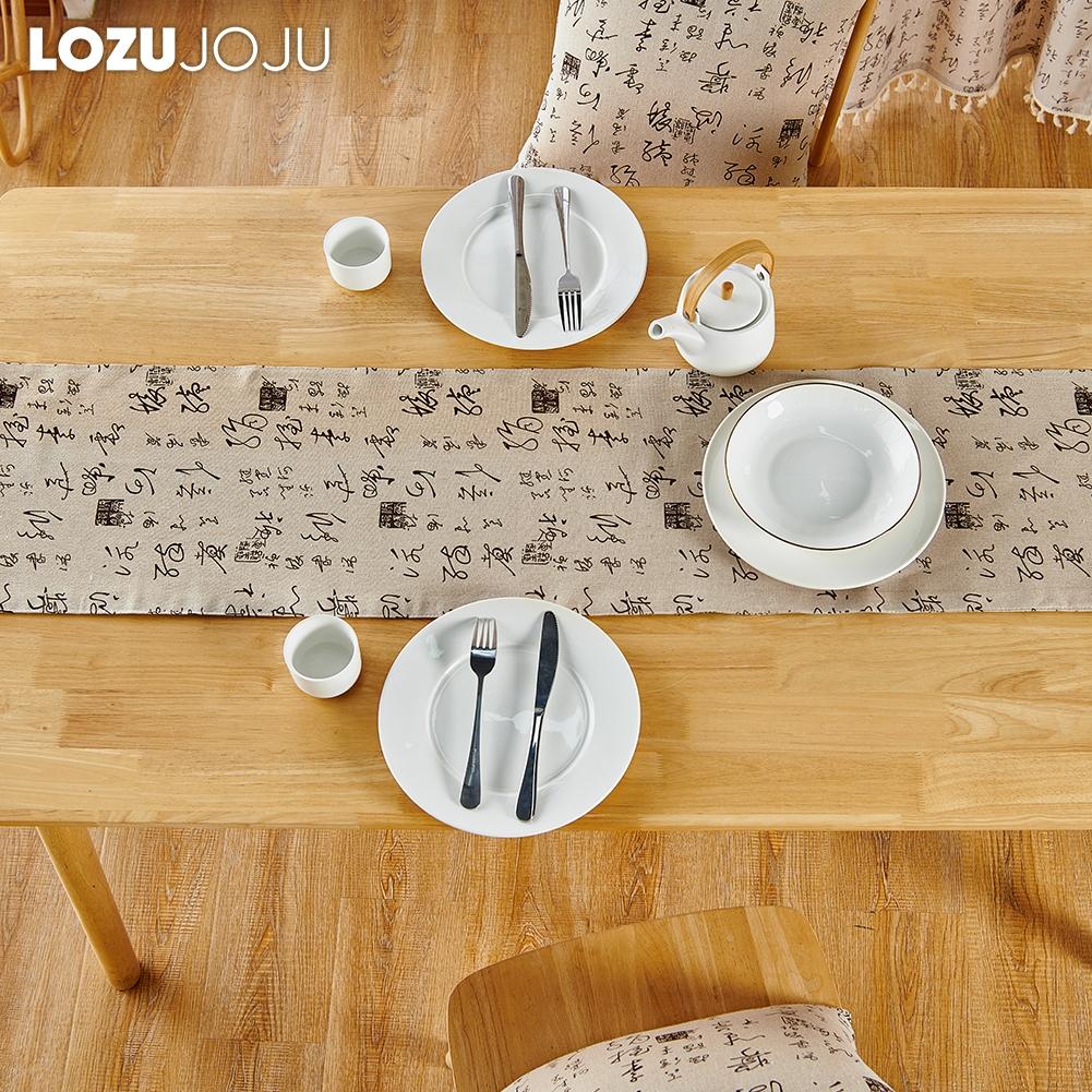 1 Stück LOZUJOJU Chinesischer Literarischer Stil Kalligrafie Musterdruck Tischläufer für Esstisch Dekorativ für Heimtisch
