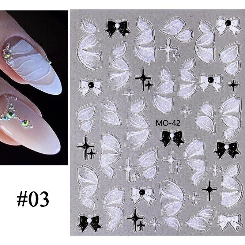 5D Nagelaufkleber mit Cartoon-Prägung und bunten Herzmustern, kindliche Aufkleber