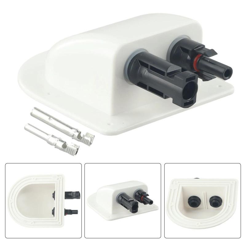 4Pcs Waterproof Car Junction Box Solar Panel Cable Entry Gland Sealing Box Double Hole Curved Connector for RV Caravan Boat