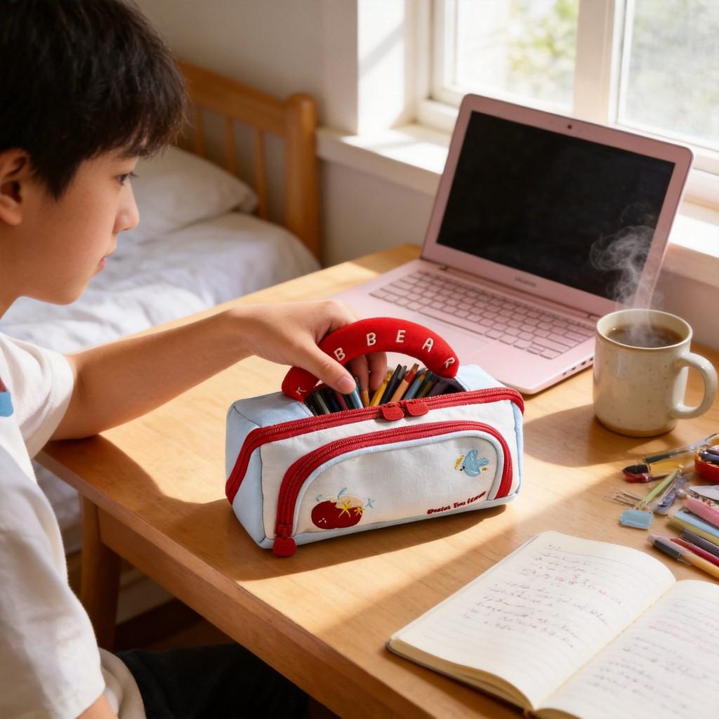 Large Capacity Multilayer Water Resistant Pencil Case For Students And Office Use