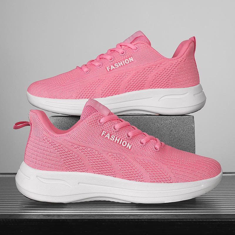 Pink Running Shoes Women Summer Outdoor Mesh Flat Walking Shoes Lightweight Comfortable Sports Breathable Sneakers for Women