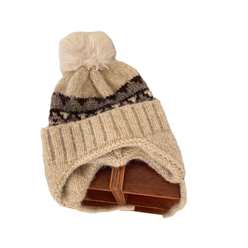 Căciulă tricotată coreeană cu pompon pentru copii - Protecție caldă pentru urechi pentru băieți și fete