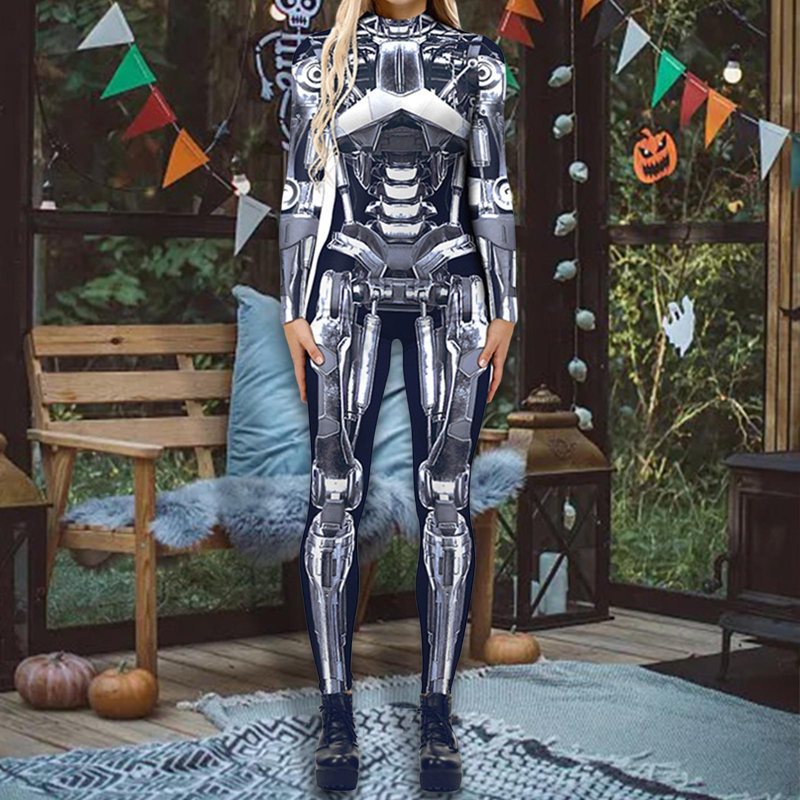 

Женский костюм скелета с 3D-принтом, комбинезон для карнавала S