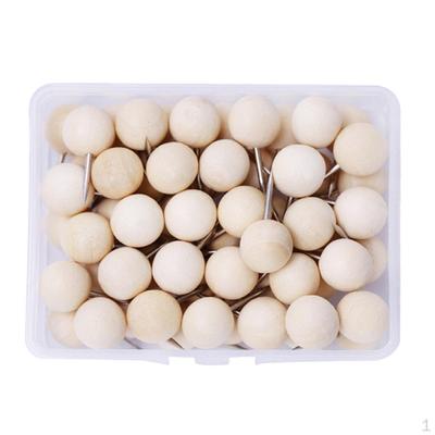 Round Head Wood Push Pins Decorative Thumb Tacks Used On Cork Boards, Maps
