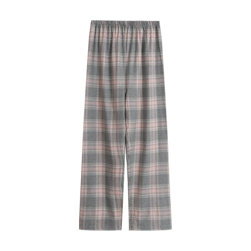 Karierte Pyjamahose, mittelschwerer Jersey-Stoff, normale Passform mit Taschen, Indoor-Lounge-Pyjamahose - Lounge-Hose