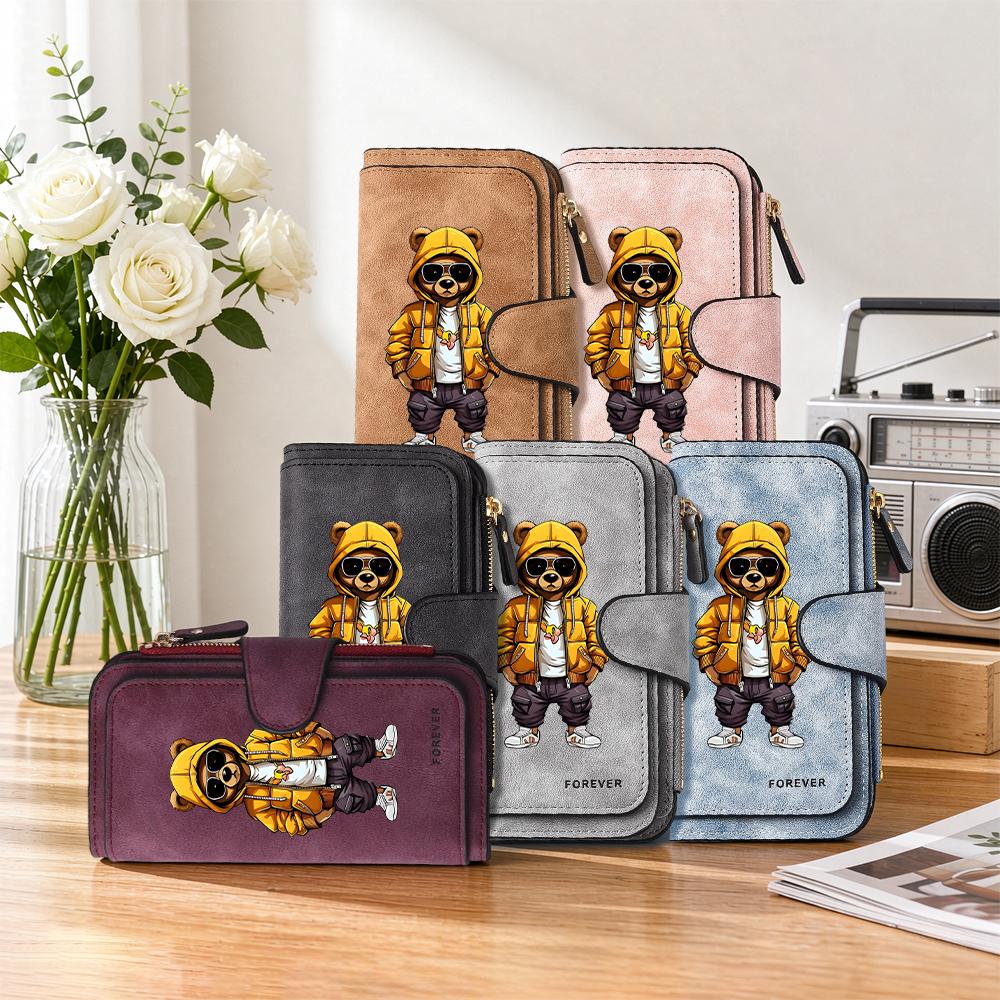 Fashion Cool Bear Pattern Wallet Large Capacity Multi Card Slot Purse