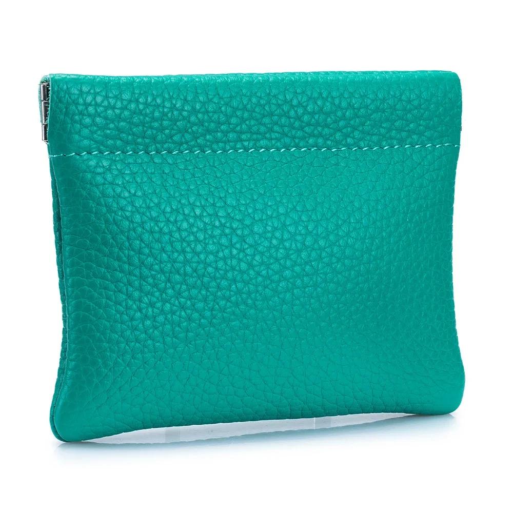 Mini Coin Purse Genuine Leather Small Coin Wallet Pebble Pattern Leather Squeeze Coin Purse Pouch Change Holder for Men & Women