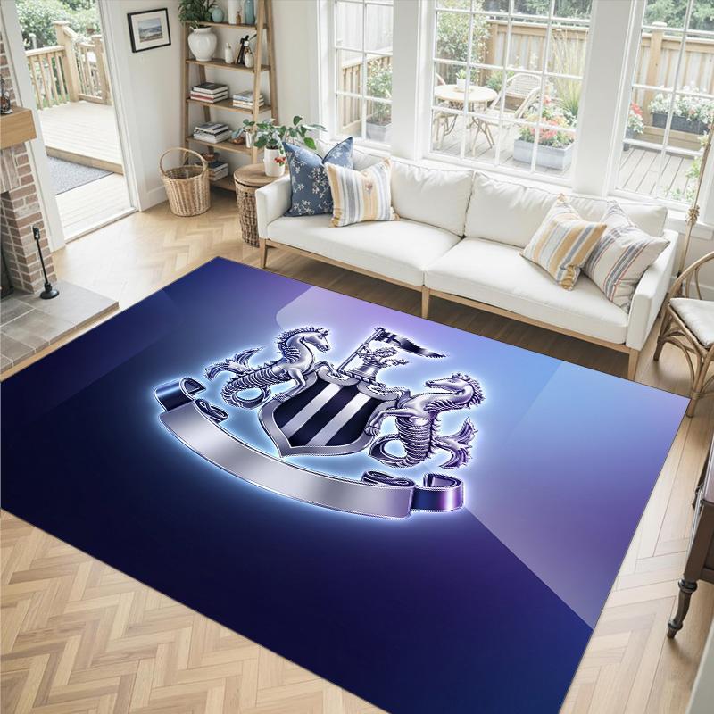 Newcastle United Football Design Crystal Velvet Carpet Cozy Non?Slip Printed Rug For Bedroom Living Room Entrance