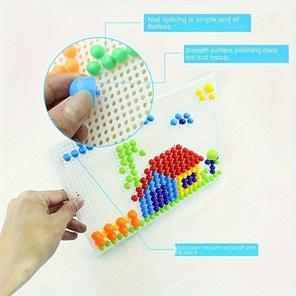 296/592pcs Mushroom Nail Building Blocks Puzzles,Game, Color Cognition Intellectual Educational Toys for Kids 3D Puzzle Game