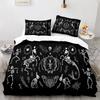 Gothic Skul King Quen Soft Duvet Cover Death Moth plus Flowers Beding Set Personalized Skeleton Bones Teal Polyester Comfortable Quilt Cover