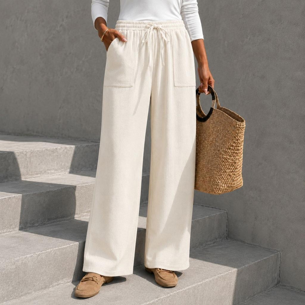 Women's Casual Color Loose Fit Wide Leg Pants for Everyday Fashion