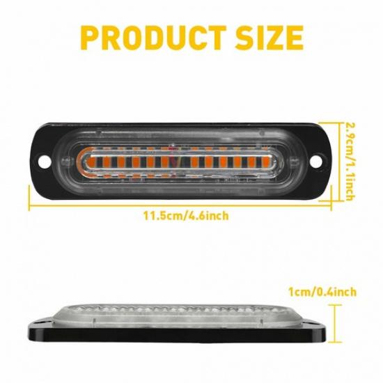 4PCS Amber 12LED Truck Car Warning Hazard Flashing Beacon Strobe Light Bar