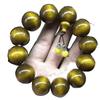 Gold-Veined Phoebe Wood Wenwan Bead Bracelet - Dark Wood, Water Ripple Pattern, Unisex, 2.0 Size.