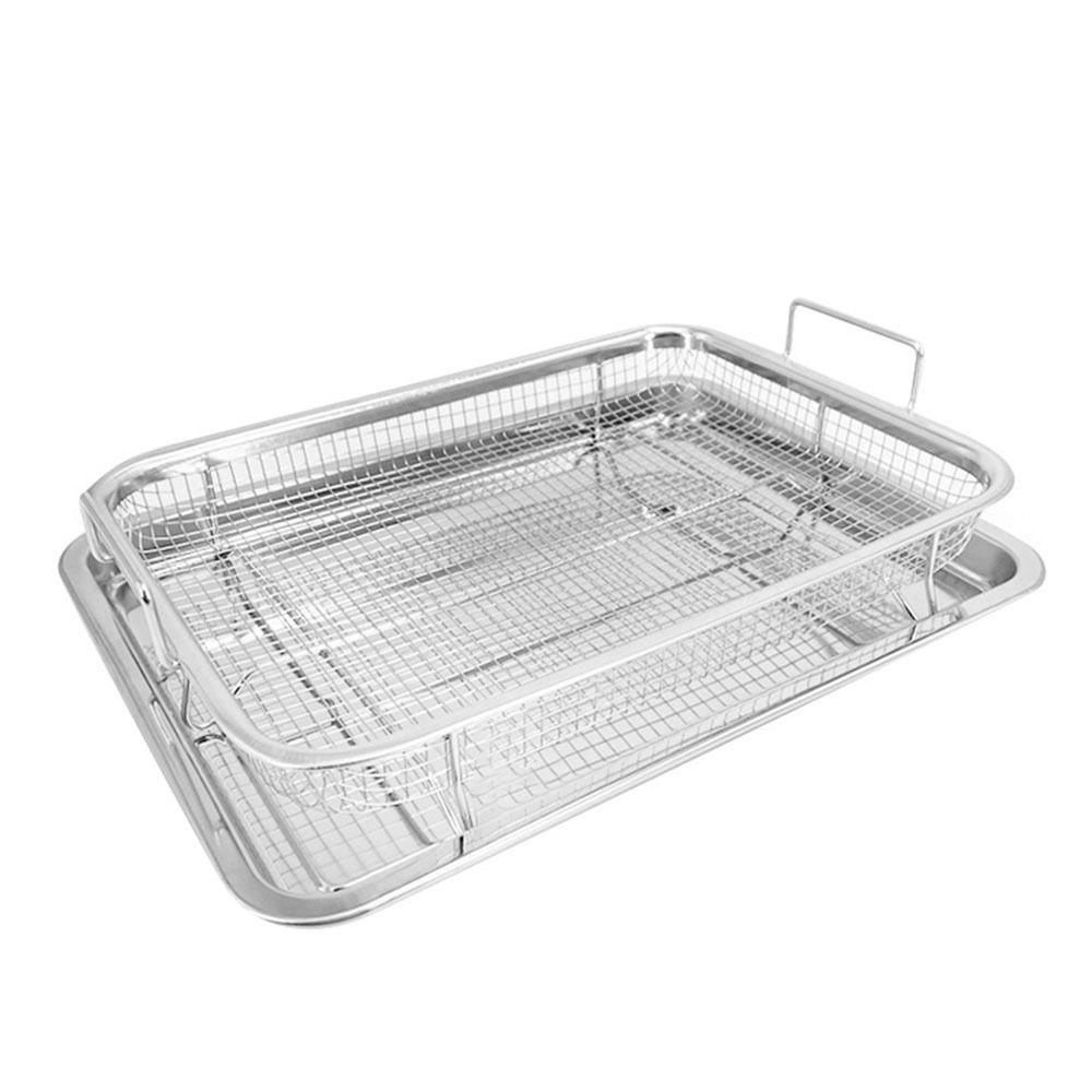 Stainless Steel Baking Tray for Oven Elevated Mesh 2 in 1 Grid Air Fryer Holder  Fries