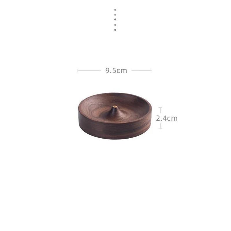 1pc Incense Burner Base Black Walnut Solid Wood Incense Stick Handmade Tea Ceremony Round Incense Burner Agarwood Tray Holder