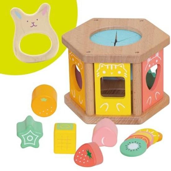 Woody Puddy Direct Store Limited Edition First Stacking Blocks Mogu Box (with Rattle) Educational Toy Shape Sorting 10 Months 0 Years
