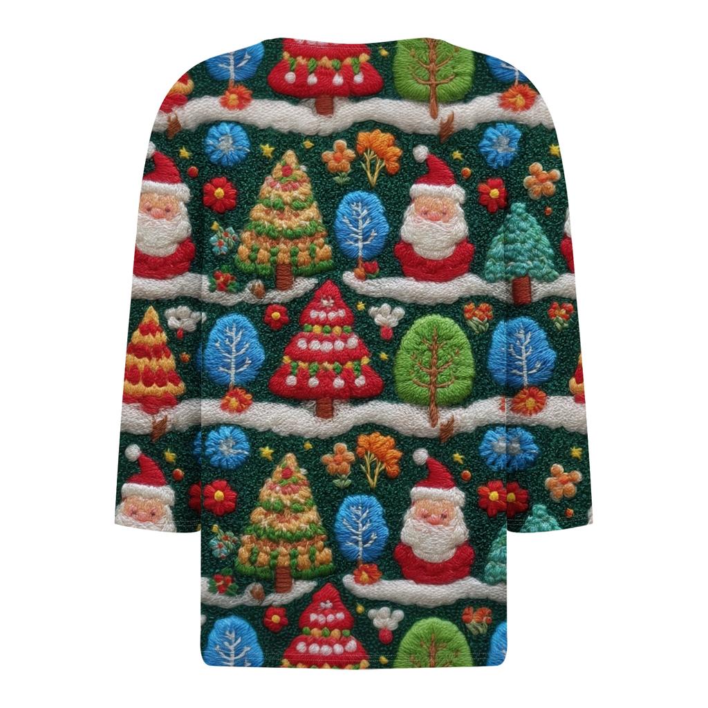 Damenmode Lässig Halloween Bedruckt V-Ausschnitt Kurzarm Zierknopf Dreiviertelarm T-Shirt Top