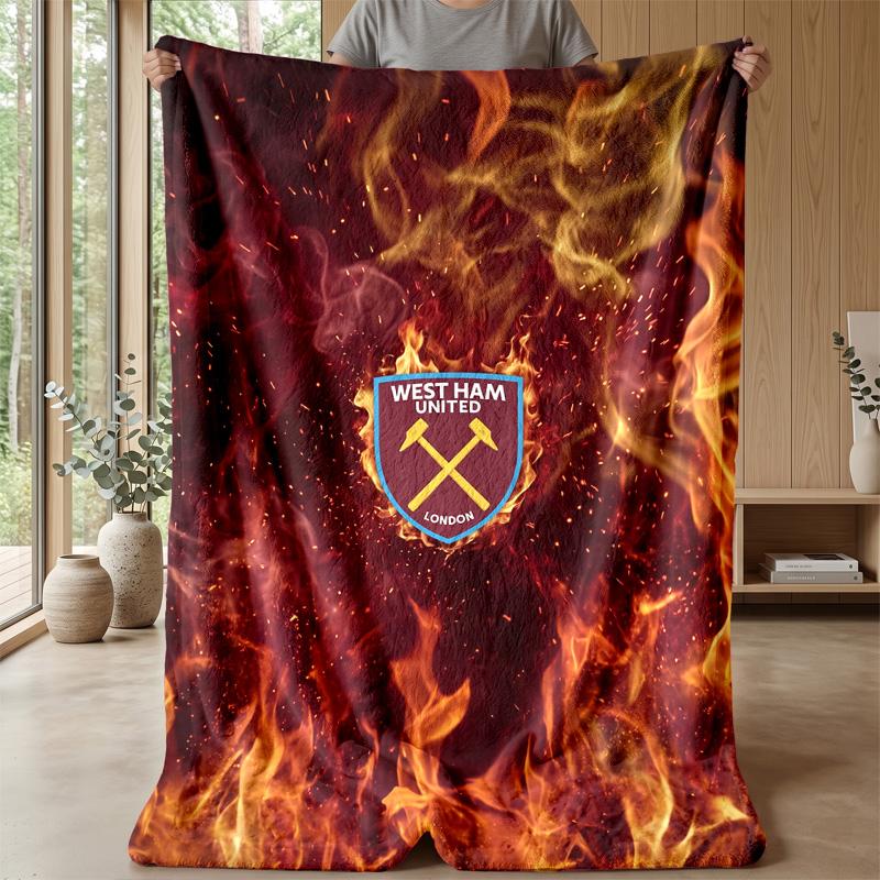 Coperta in Flanella con Stampa West Ham United, Morbida Calda Leggera Coperta da Divano Letto Campeggio