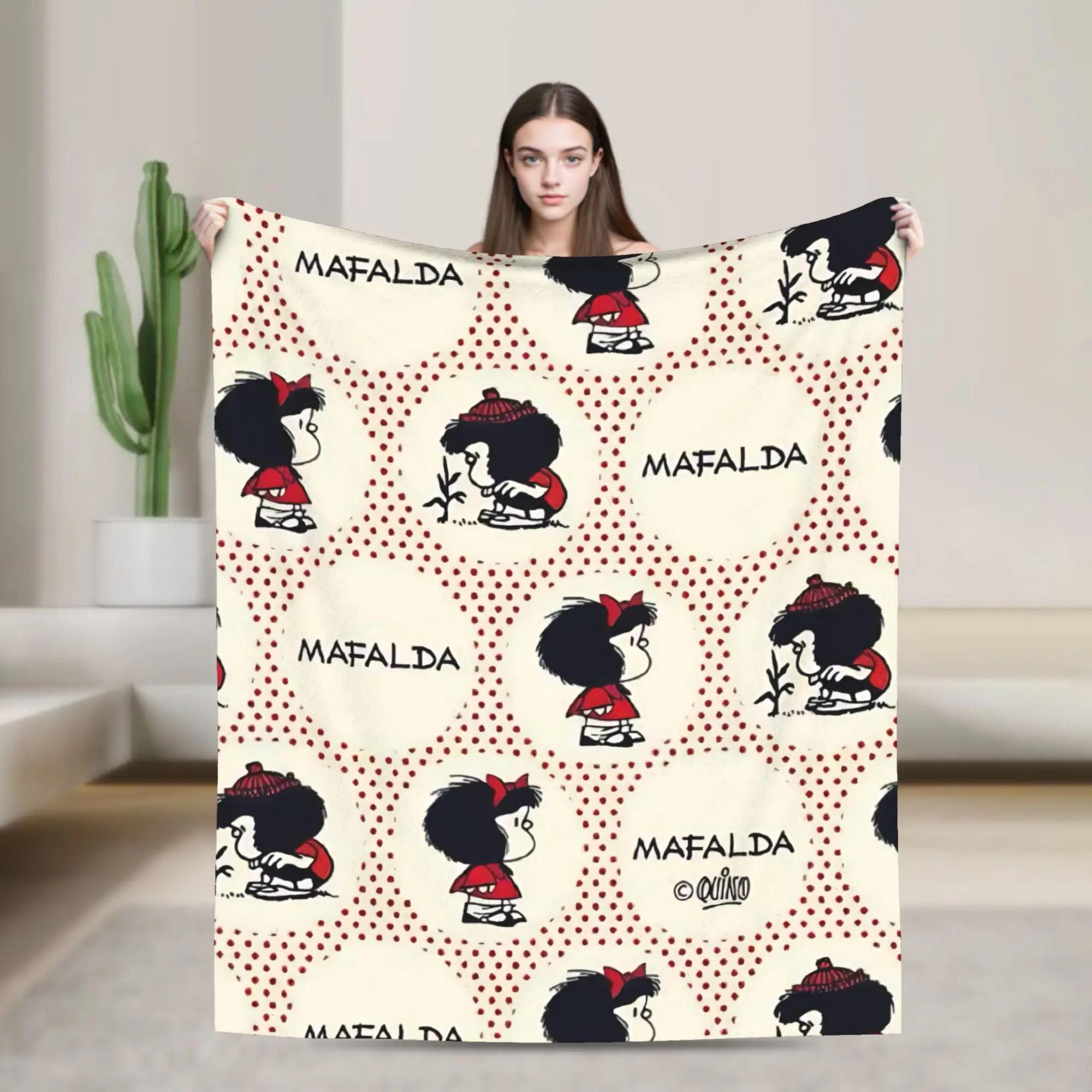 Mafaldas Cartoon Soft Blanket Plush Throw for Travel Print Flannel Couch Chair Bedspread Sofa Bed Cover 40x50inch 101x127cm