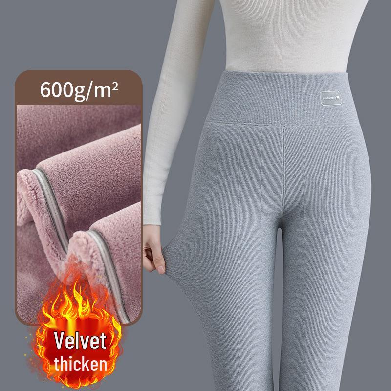 High Waist Extra-Thick Slimming Warm Pants for Mid-Aged & Elderly Mothers - Plus Velvet Cotton for Autumn/Winter