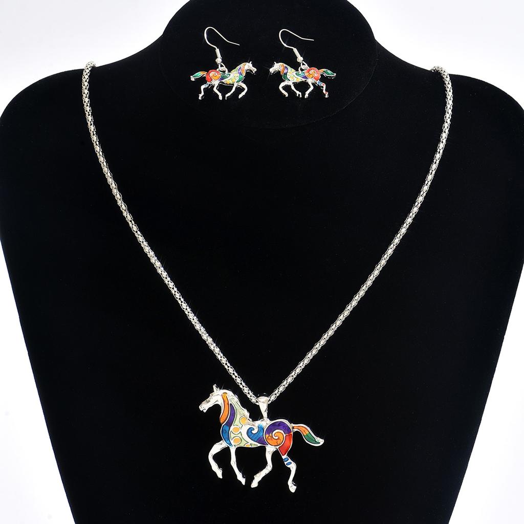 Rainbow Horse Pendant Necklace Little Rainbow Horse Jewelry Colorful Enamel Horse Pendant Necklace for Teen Girls Horse Lovers
