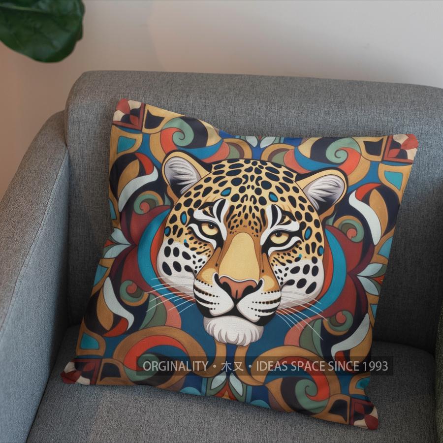 2D Colorful Leopard-Patterned Decorative Pillow Cover Pattern Cushion Cover Suitable For Sofa Bedroom Car Pillow Cover