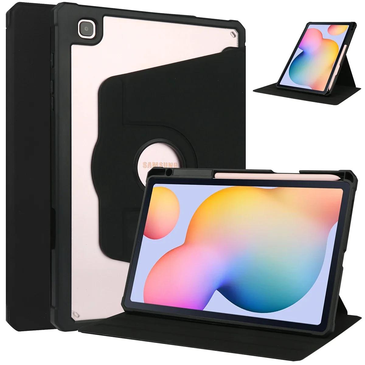 Voor Samsung Galaxy Tab S6 Lite 10.4' P610 P615 360 Graden Magnetisch Roterende Funda P620 P625 Tablethoesjes met Potloodhouder Tab S6 Lite 10.4 in zwart