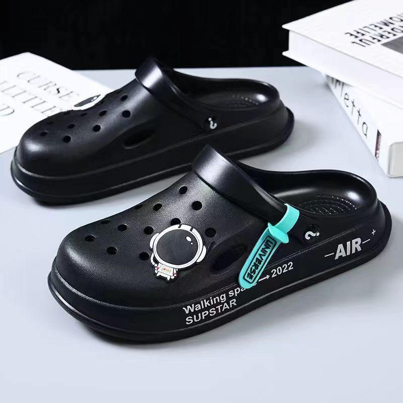 Hole Shoes Men's New Year Couple Platform Slippers Bag Head Sandals Non-slip Casual Soft-soled Beach Shoes Men