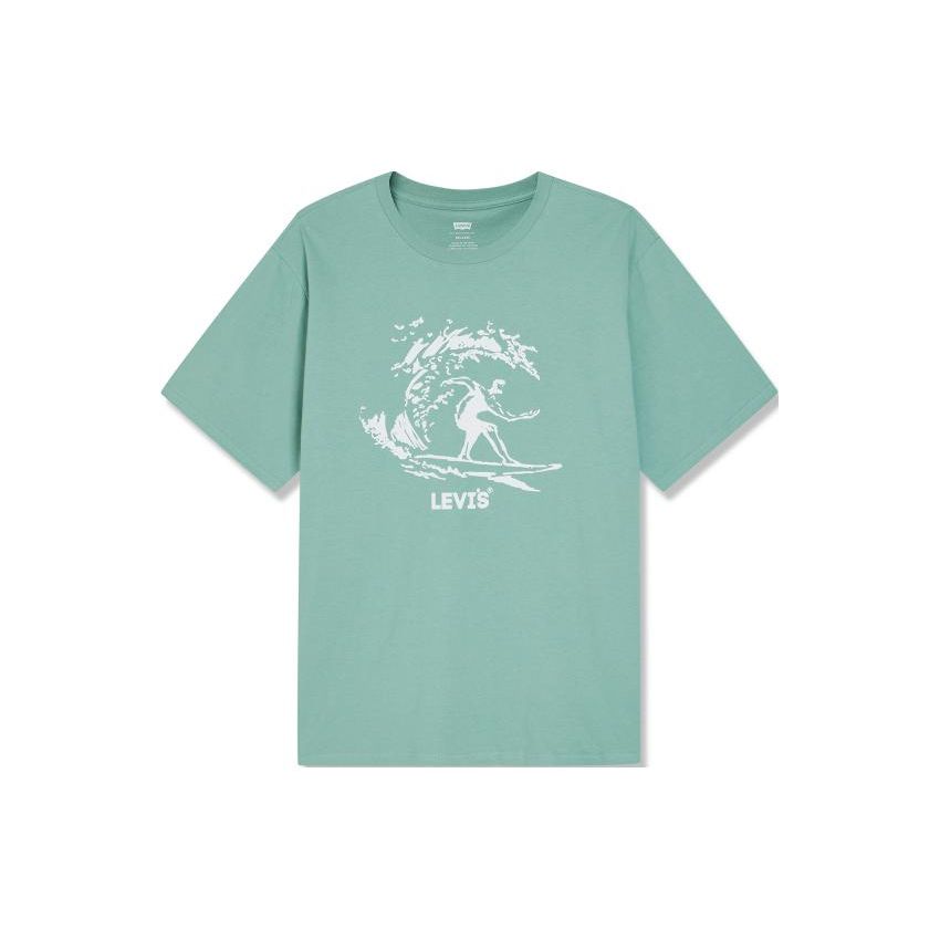 

Мужская футболка с коротким рукавом и круглым вырезом, с принтом букв и персонажей, Levis, топы, зеленый, 16143-1386 S