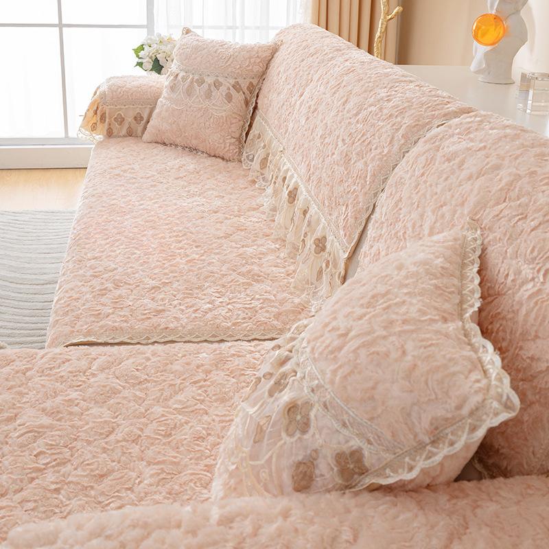 Plush Sofa Cushion Winter Simple Modern Non-Slip Cushion Backrest Towel Winter Thickened Sofa Cover Slipcover Universal