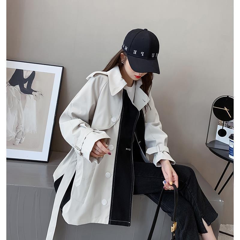 Design Sense British Style Women’s Trench Coat: Spring/Autumn, Versatile Mid-Length Tie-Waist Outerwear for Petite, Stylish Students.