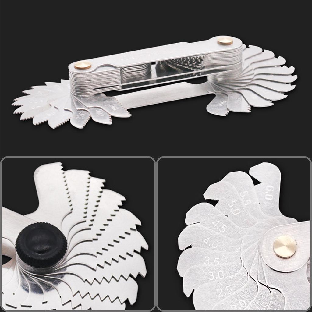 52pcs Blade Screw Thread Tooth Pitch Cutting Steel Gauge Measuring Tool 55 Degree Inch 60 Degree Metric Gauge