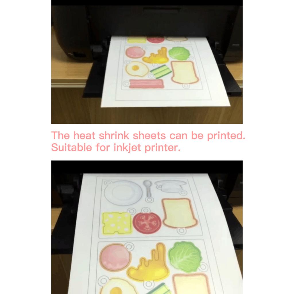 25 Sheets White Printable Shrink Films Kit Shrinky Art Film Paper Heat-Shrink Sheets Can Be Printed for Inkjet Printer for Pendants Earrings Keych