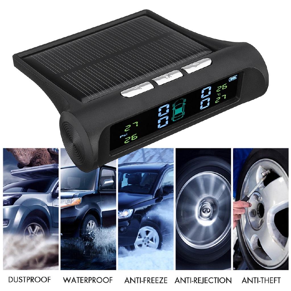Auto Solar Drahtloses TPMS Reifendruckkontrollsystem LCD+4 Externe Autosensoren Auto LKW Wasserdicht IP67 Monitor