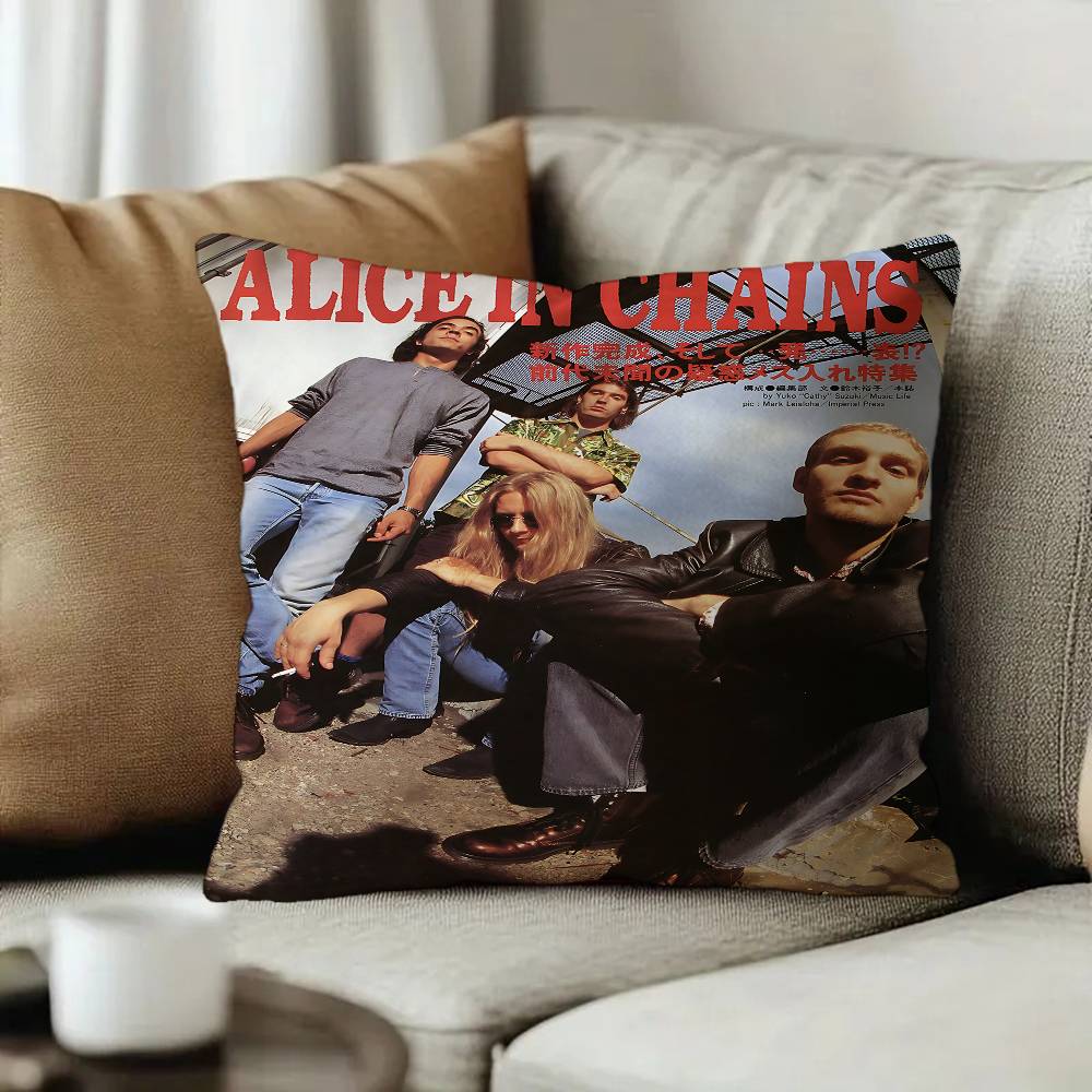 AAlice in Chains Band Cushion Cover Car Throw Pillow Case For Sofa Car Christmas Gift xcm xcm