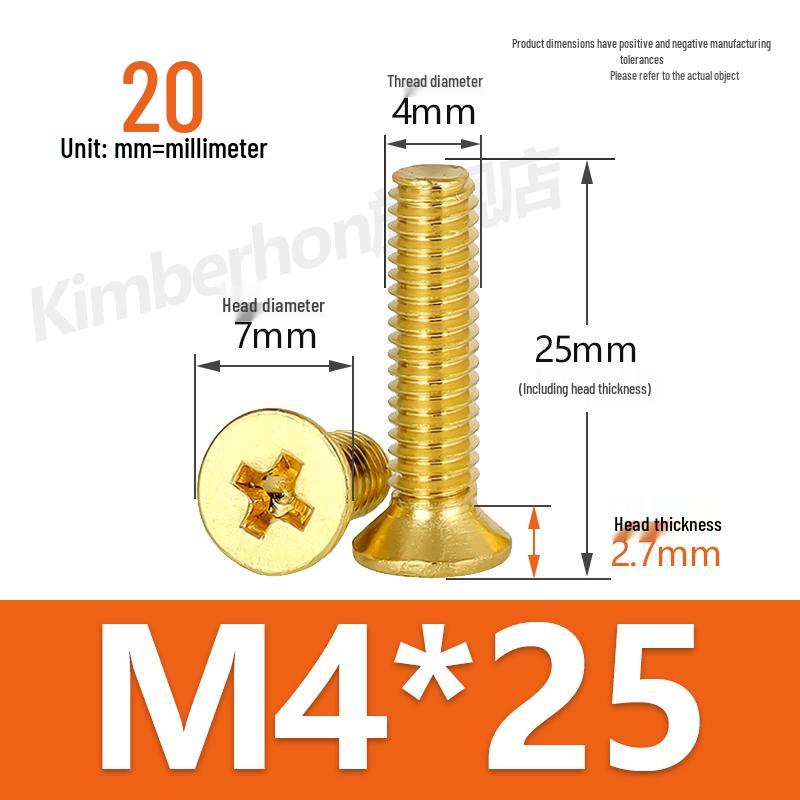 Copper Phillips Countersunk Head Machine Screws, Sizes M2–M4, Lengths 6/8/10/12mm