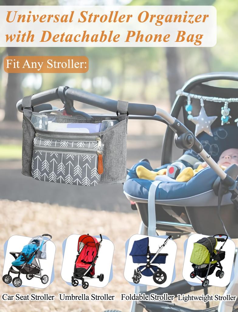 Stroller Diaper Diaper Drink Large Accessory Organizer [Maeau] Bag, Pouch, Bag, Storage, Holder, Pocket, Capacity, Water-Repellent, Multi-Functional