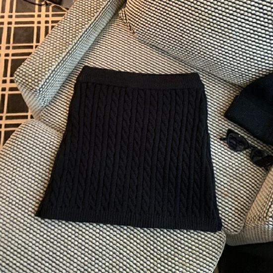 Retro Spicy Girl High Waist Woll A-Linien Rock - Damen Schlankmachender Herbst/Winter Zopfmuster Kurzer Rock