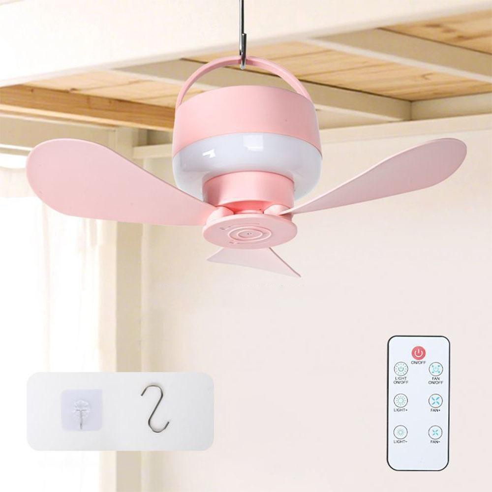 USB Rechargeable Ceiling Fan Light Silent Operation Ceiling Lamp Hanging Fan Light  Camping Tent