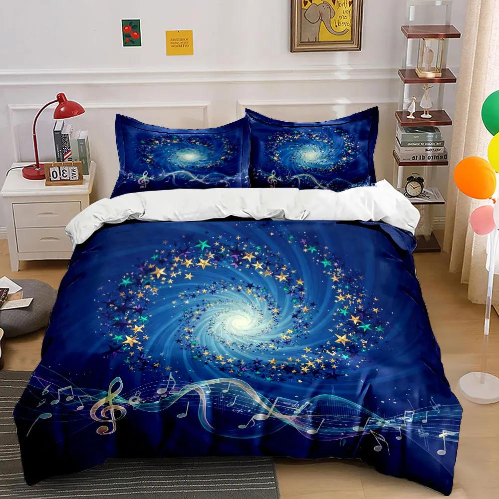 "Starry Sky Music Print Decoration" Soft Comfortable Duvet Cover Bedding Set Included 1*Duvet Cover & 2*Pillowcases gift